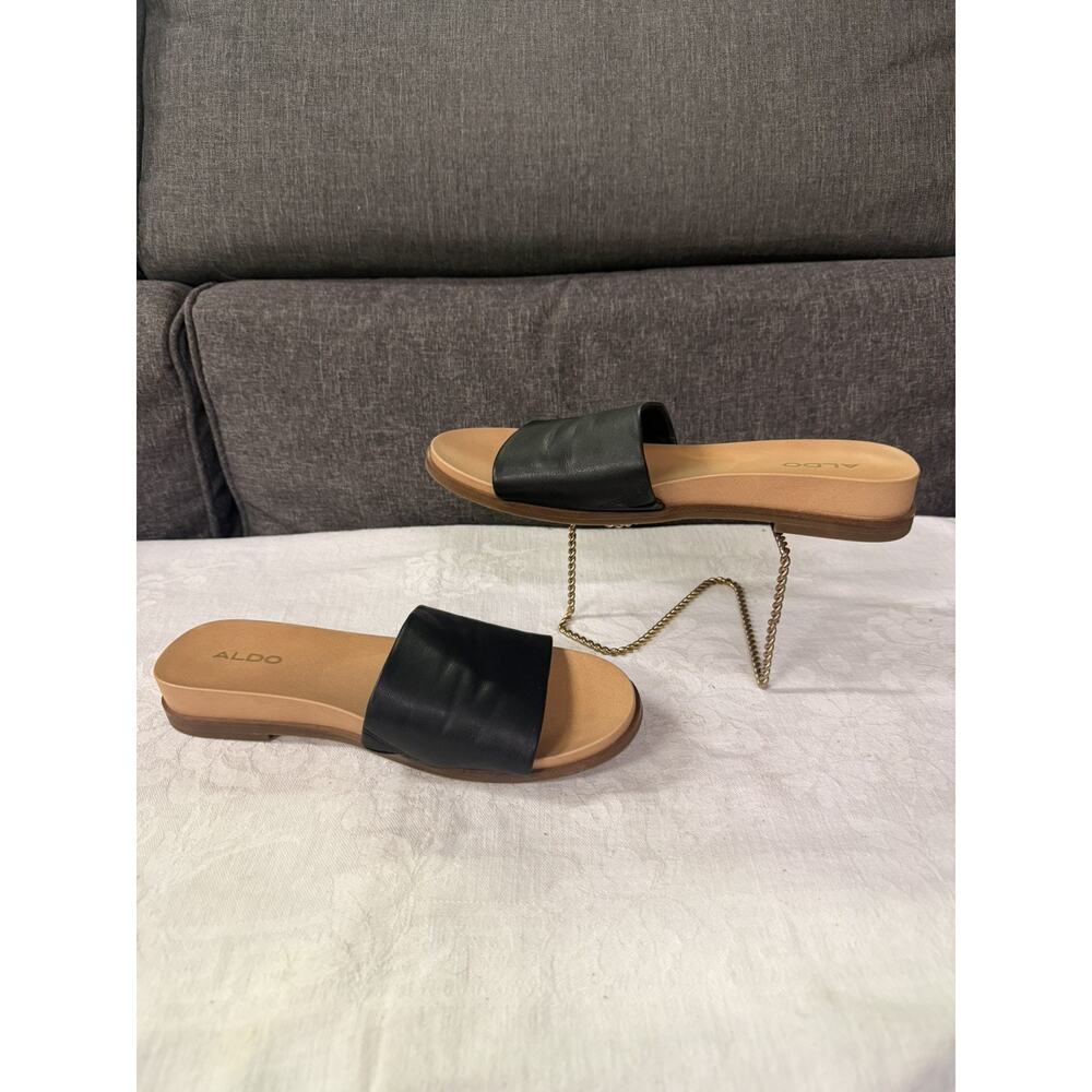 ALDO Elina Flat Sandals Black Slides SZ 7